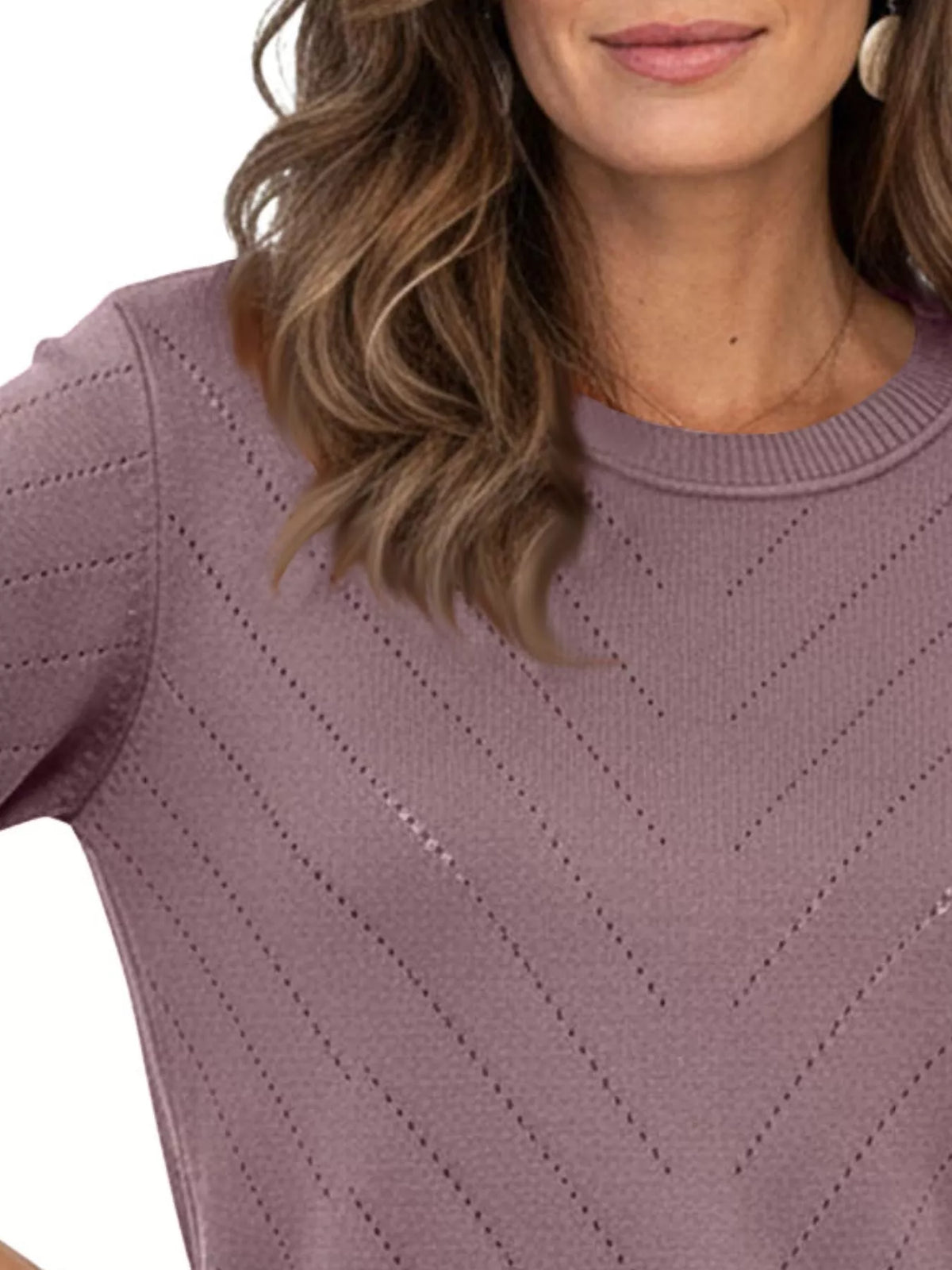 Openwork Round Neck Sweater (17)
