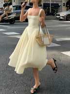 Full Size Plaid Square Neckline Midi Dress Plus