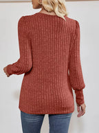 Ribbed Knit Slit Long Sleeve T-shirt (6)