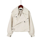 Loose Cropped Leather Jacket Motorcycle photo 2