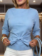 Full Size Tied 3/4 Sleeve Top Plus (4)