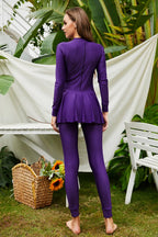 Mock Neck Long Sleeve One-piece Swimwear (11)