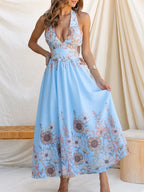 Floral Print Halter Neck Maxi Dress (8)