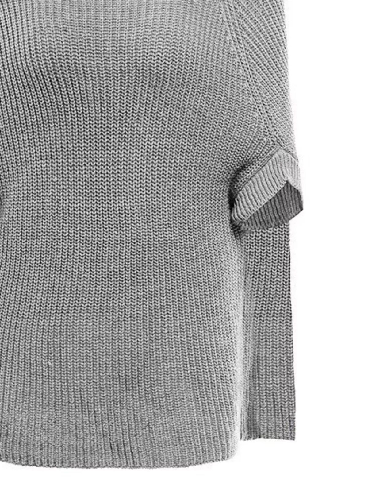 Turtleneck Knitted Cape Sweater (12)
