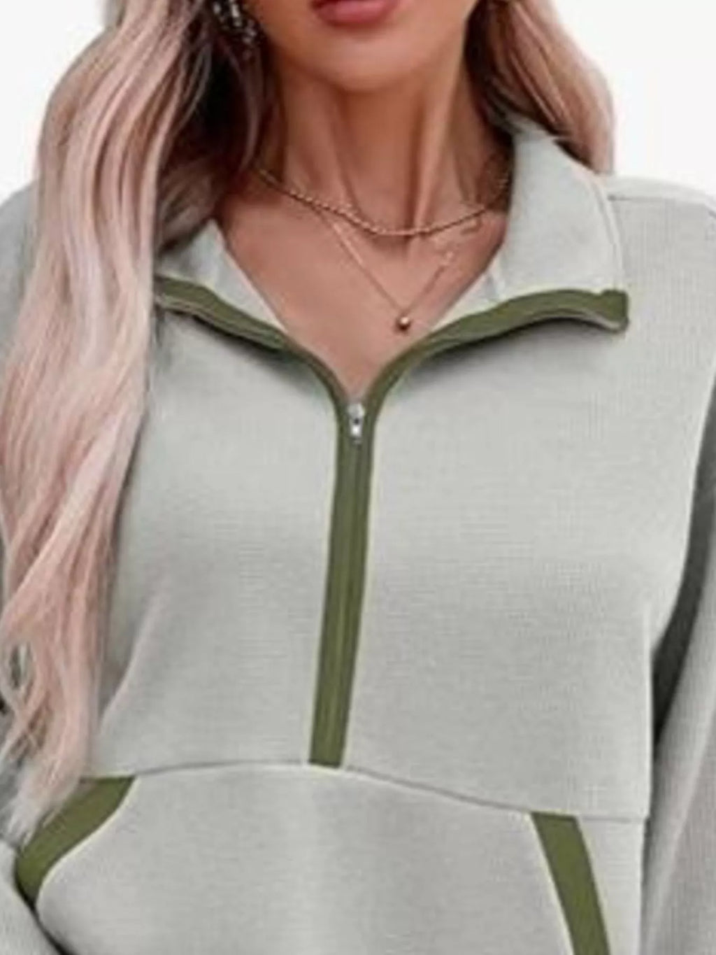 Half Zip Dropped Shoulder Sweatshirt (6)