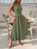 Single Shoulder Midi Dress Pockets (15)
