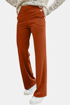 Decorative Button High Rise Pants (7)