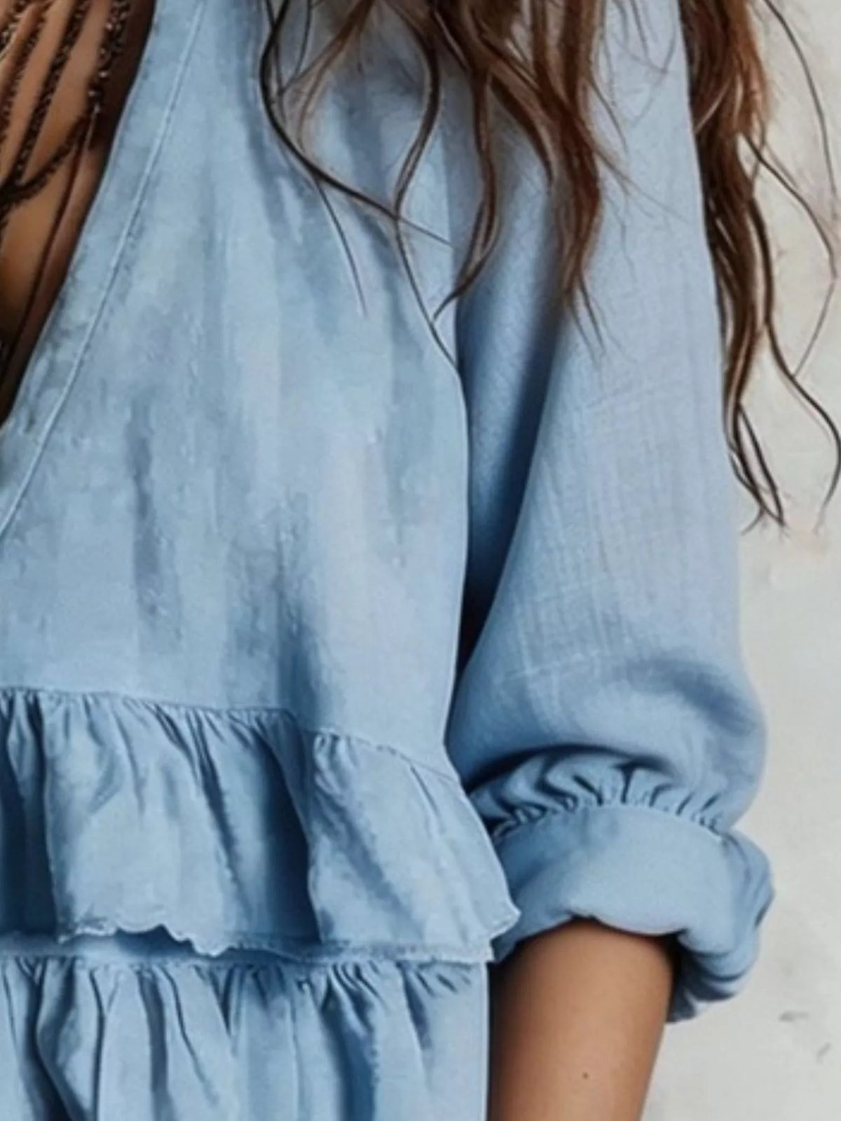 Full Size Ruffled Hem V-neck Blouse Plus (12)