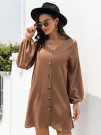 V-neck Long Sleeve Mini Dress