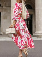 Printed Surplice Long Sleeve Wrap Dress (7)