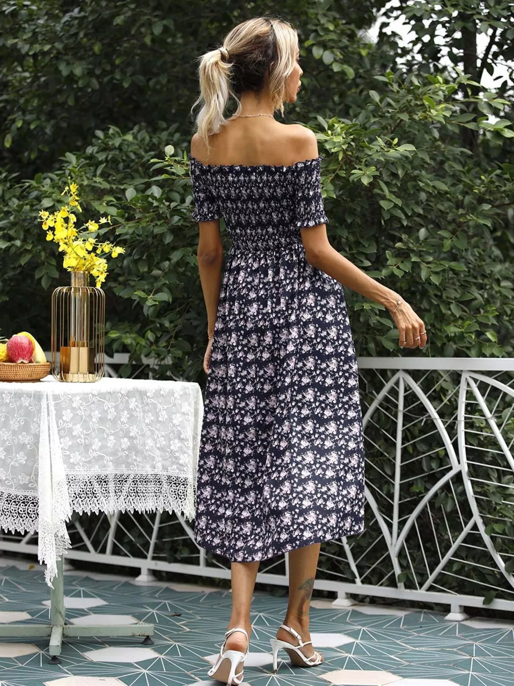 Off Shoulder Floral Slit Dress (7)