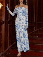 Off-shoulder Ruched Long Sleeve Maxi Dress (8)