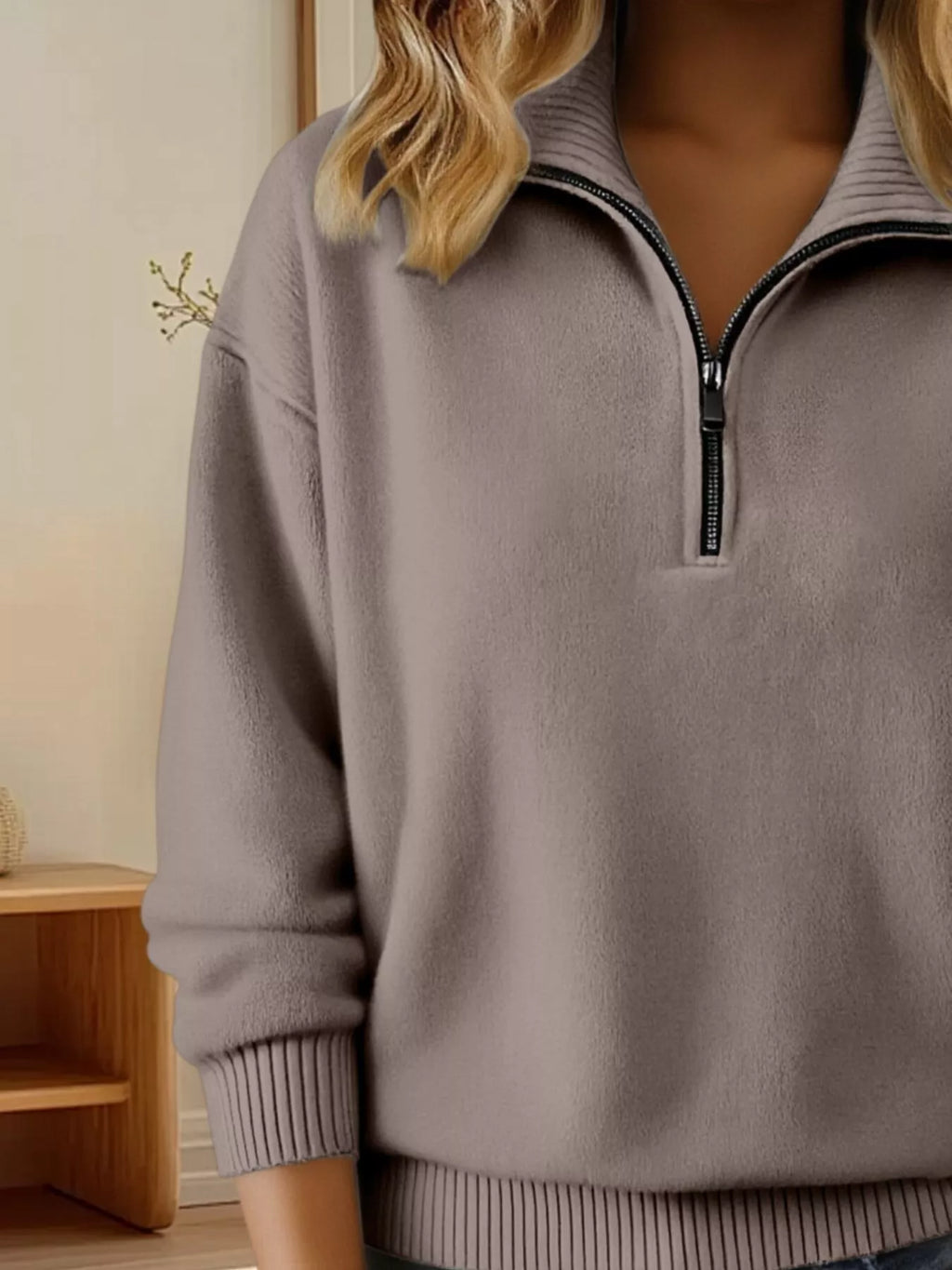 Full Size Half Zip Dropped Shoulder Sweater Plus (29)