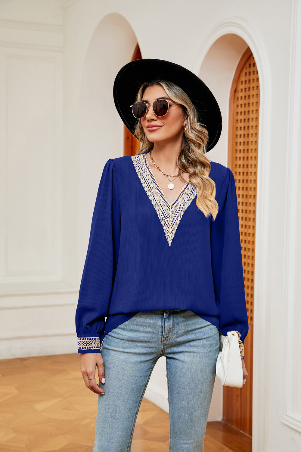 Contrast Puff Sleeve Blouse (3)