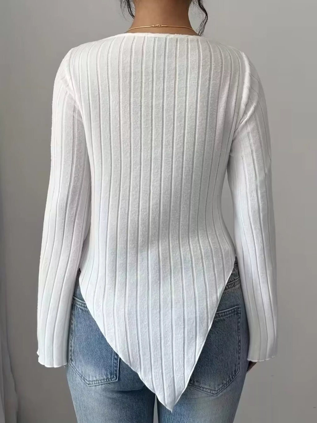 Cowl Neck Ribbed Knit T-shirt (2)