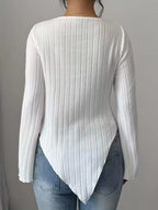 Cowl Neck Ribbed Knit T-shirt (2)