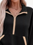 Half Zip Dropped Shoulder Sweatshirt (3)