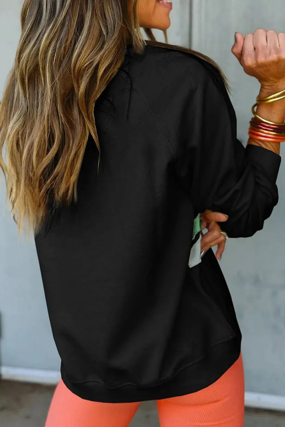 Contrast Round Neck Long Sleeve Sweatshirt (9)