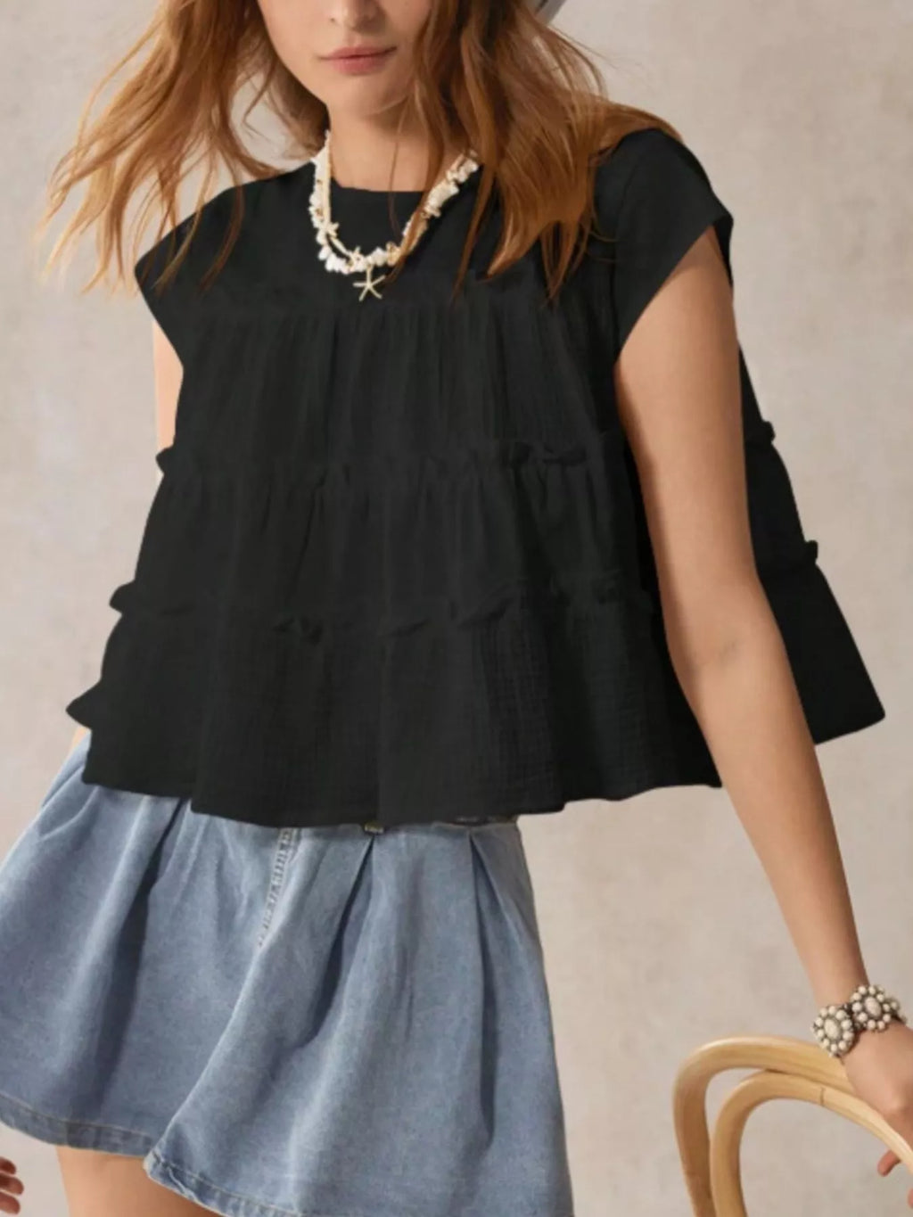 Tiered Cap Sleeve Blouse (8)