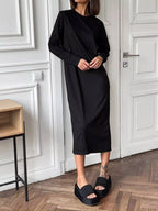 Round Neck Long-sleeve Midi Dress (20)