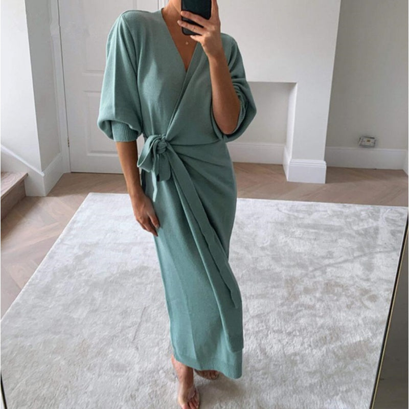 V-neck Robe Dress variant CJNSSYLY10874-Green
