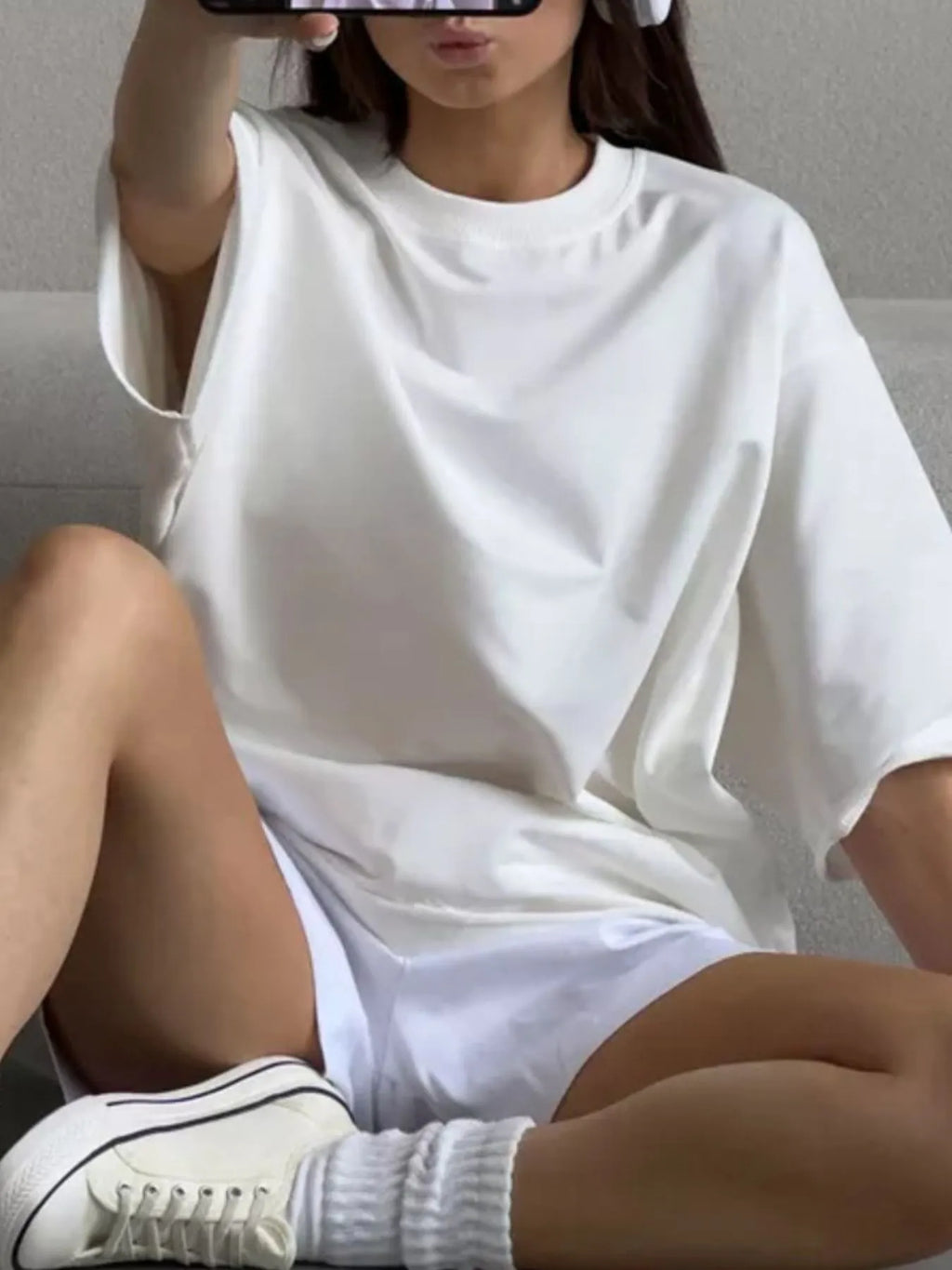 Round Neck Half Sleeve Oversized T-shirt (14)