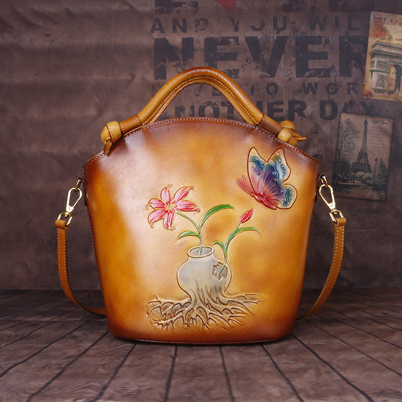 Hand Painted One Shoulder Straddle Bucket Bag photo 1