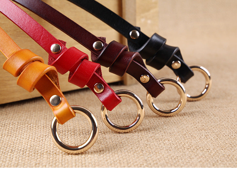 Round Button Top Leather Belt photo 2