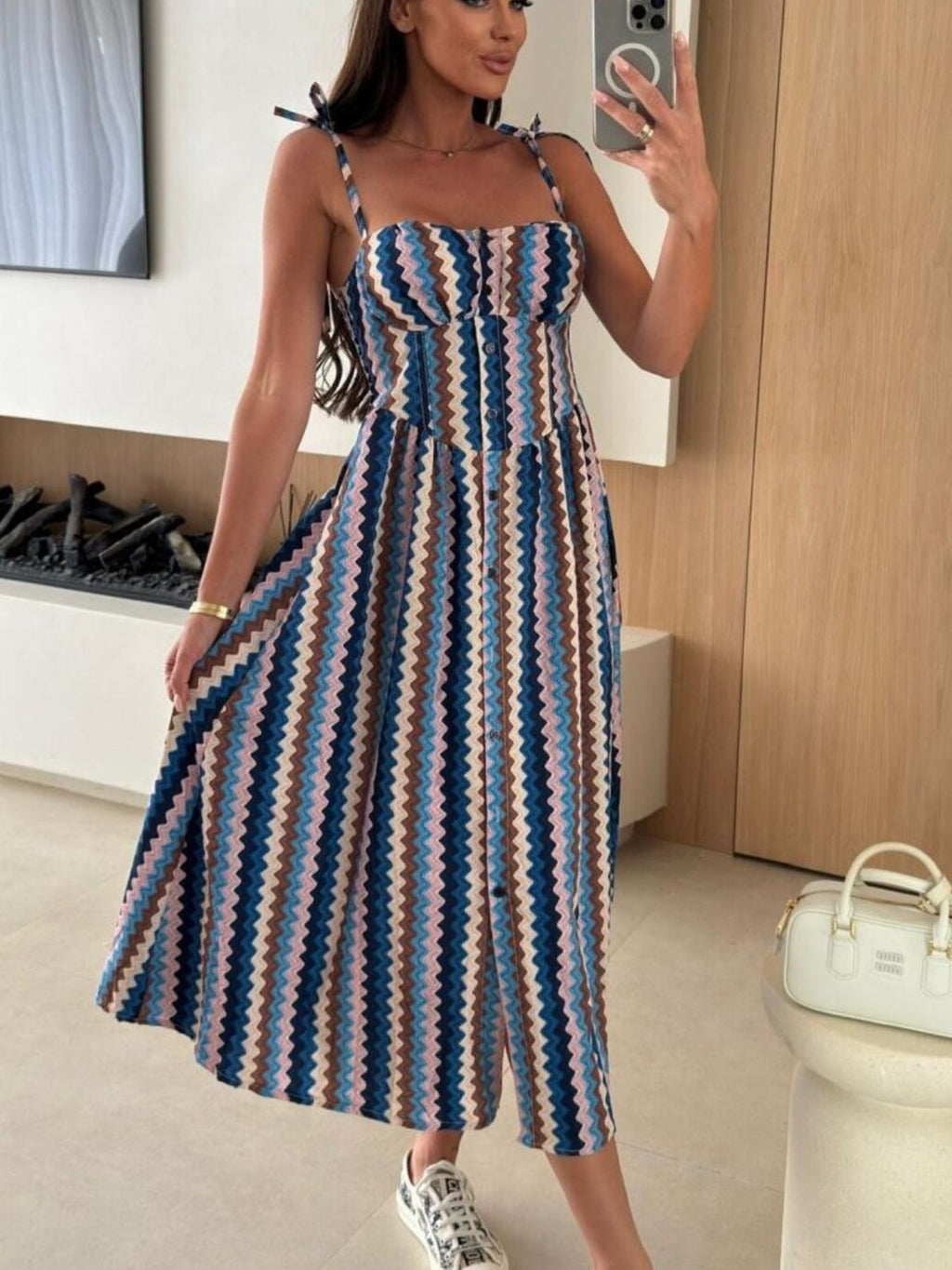 Striped Tie-shoulder Midi Dress (4)