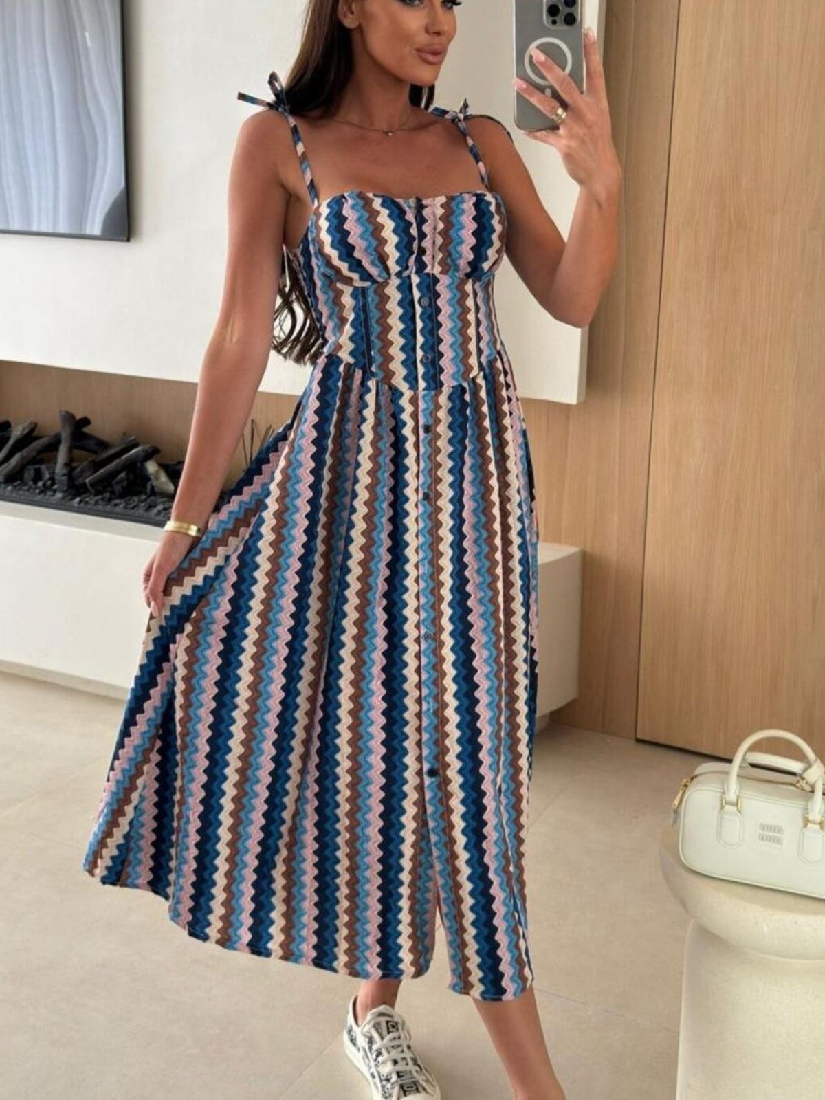 Striped Tie-shoulder Midi Dress (4)