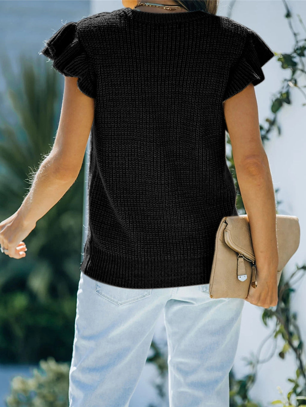 Round Neck Cap Sleeve Sweater (12)