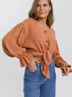 Button Up Flounce Sleeve Shirt (4)