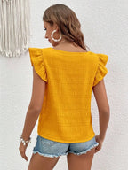 Ruffled Square Neck Cap Sleeve Blouse (32)