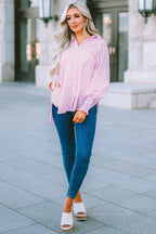 Striped Lantern Sleeve Collared Shirt (14)