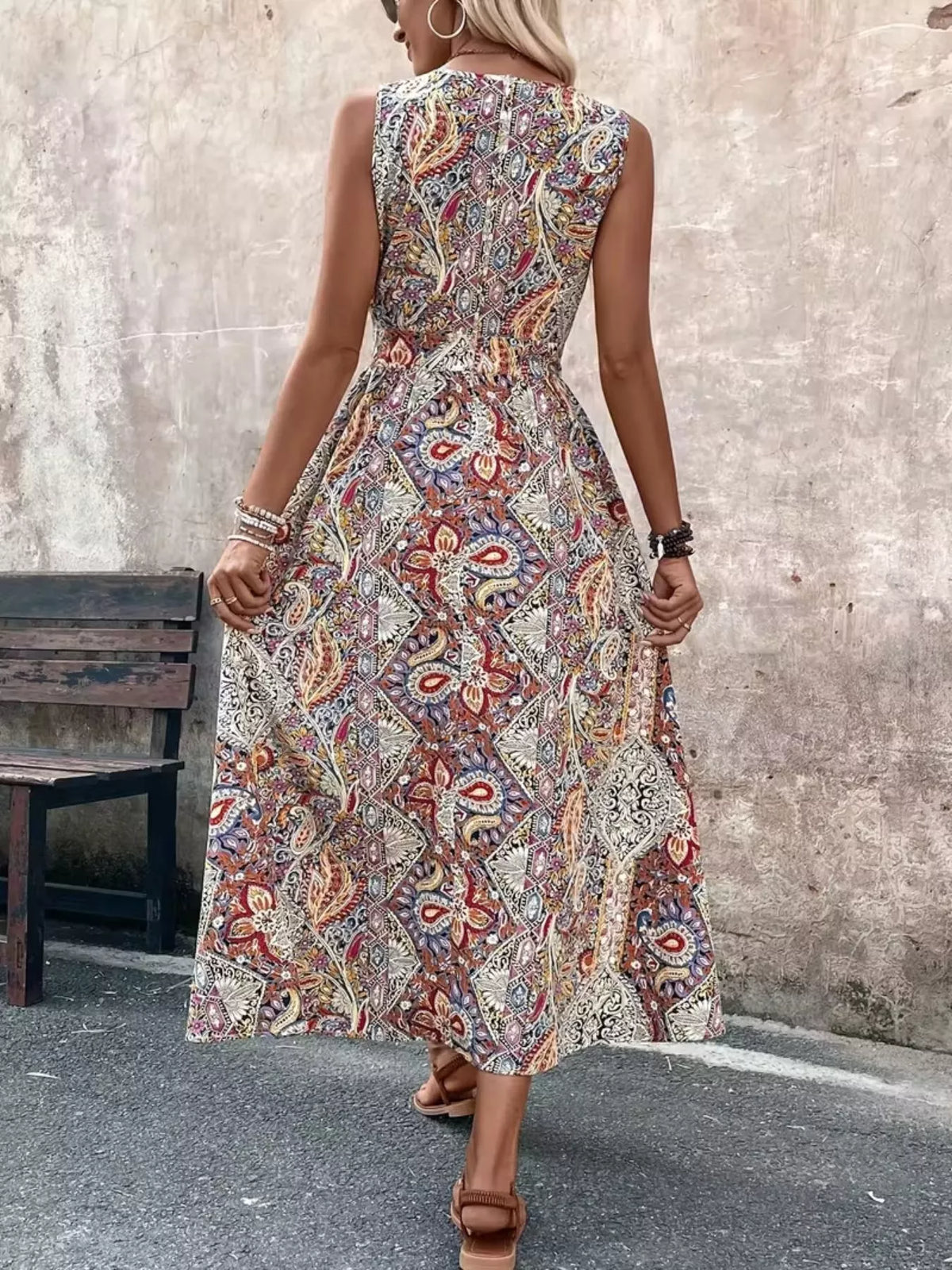 Paisley Print Sleeveless Romper (5)