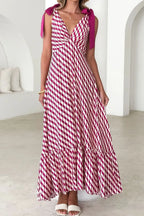 Printed V-neck Tie Shoulder Midi Cami Dress (6)