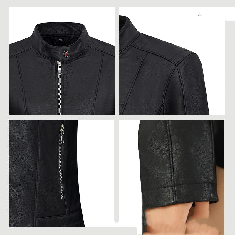 Leather Jacket Locomotive Coat photo 4