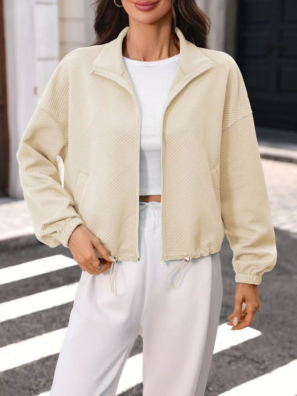 Textured Zip-up Casual Jacket (2)