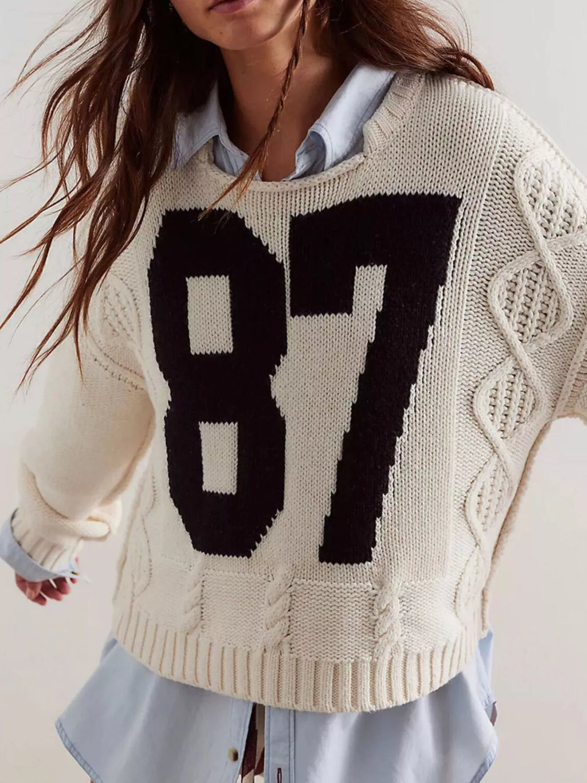 87 Number Cable-knit Sweater (2)