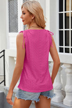 Eyelet Round Neck Wide Strap Tank (12)