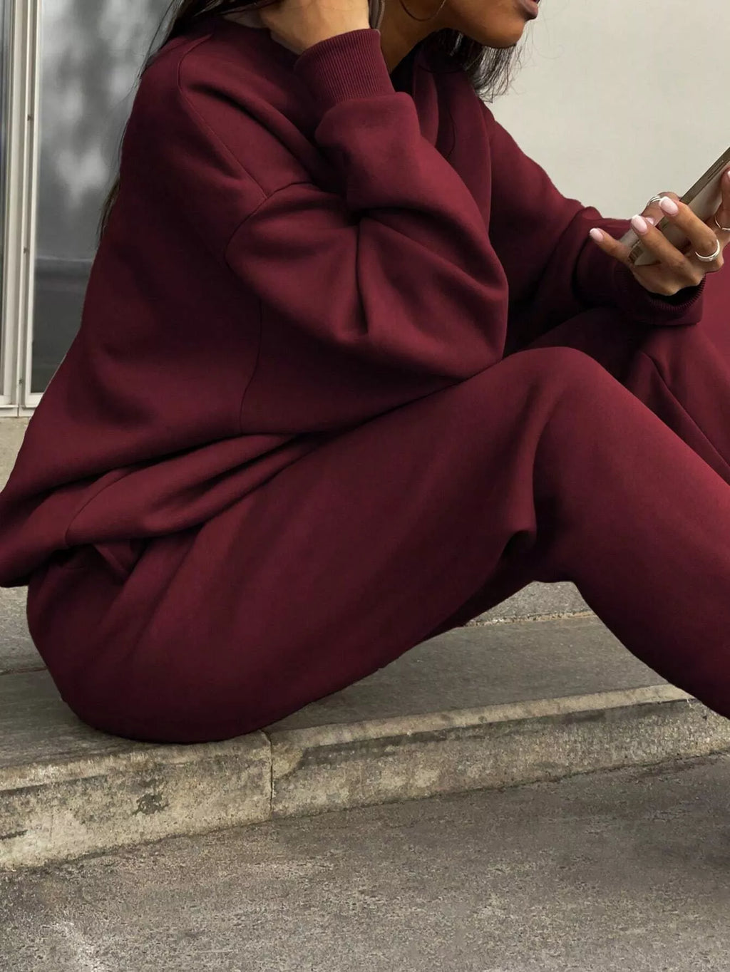 Half Zip Sweatshirt Pants Set (16)