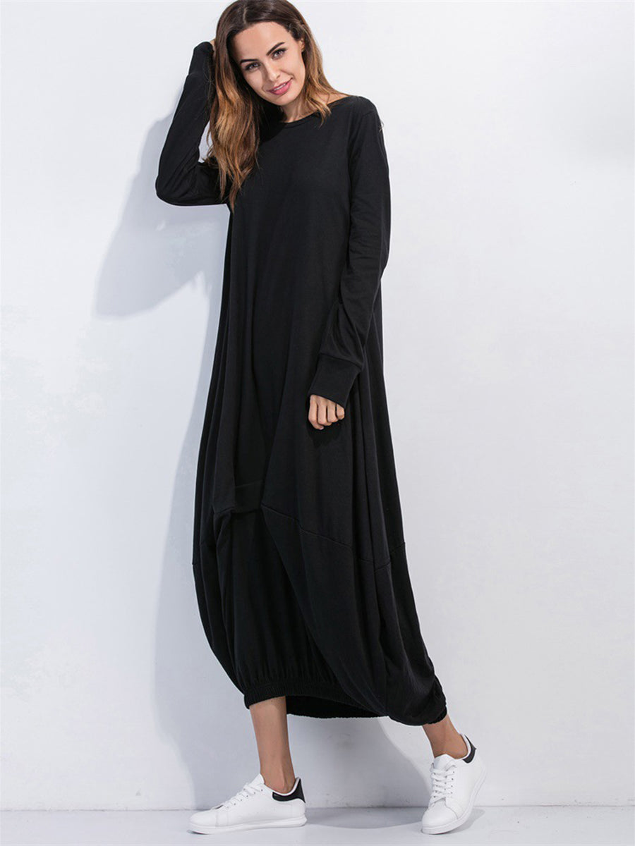 Full Size Round Neck Long Sleeve Sweatshirt Dress (11)