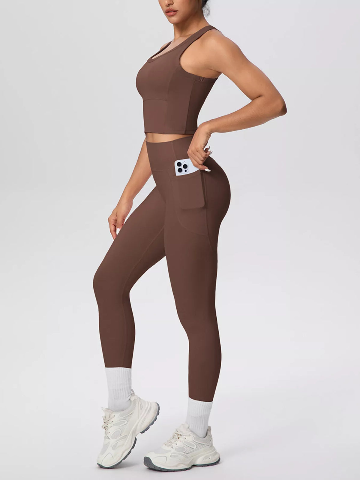 Scoop Neck Tank High-waisted Leggings Active Set (16)
