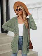 Pocketed Open Front Long Sleeve Cardigan (8)