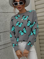 Butterfly Dropped Shoulder Crewneck Sweater (16)