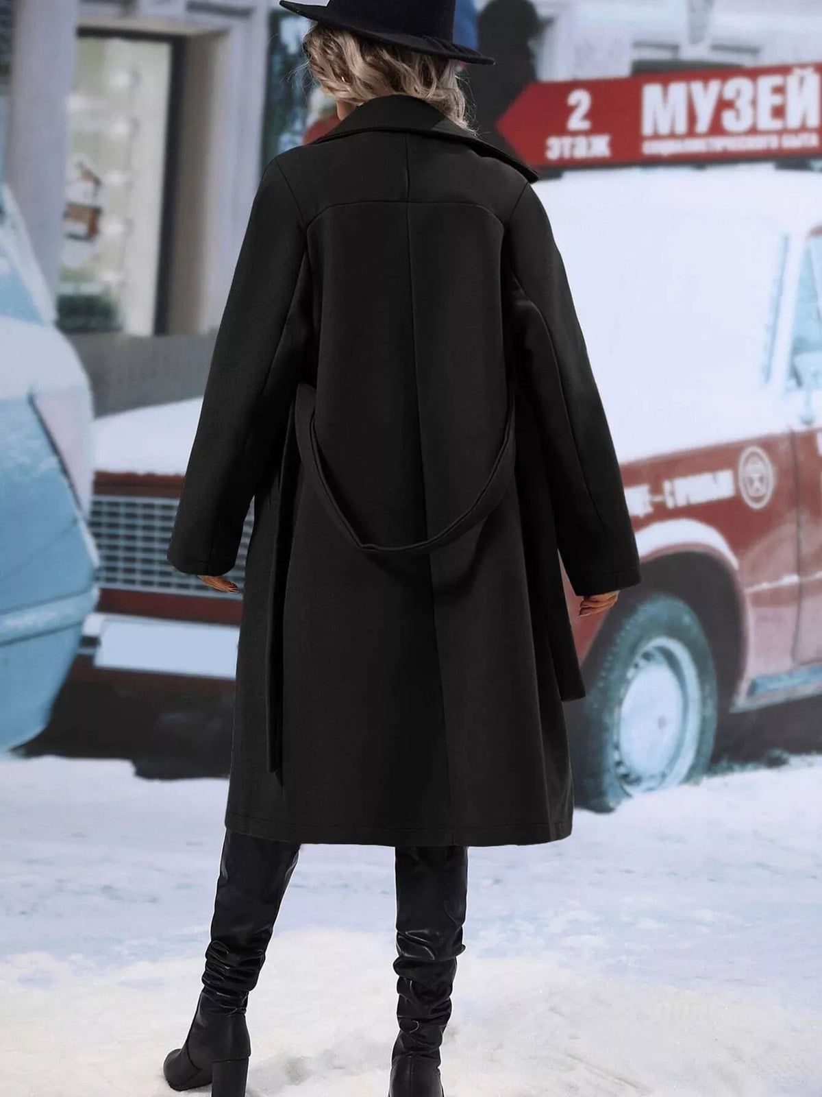 Double-breasted Lapel Collar Overcoat (18)