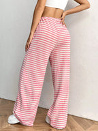 Striped Wide Leg Drawstring Pants (7)