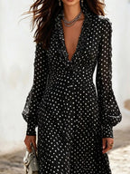 Full Size Polka Dot Ruffle V-neck Maxi Dress Plus (14)