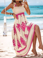 Smocked Printed Square Neck Maxi Dress (6)