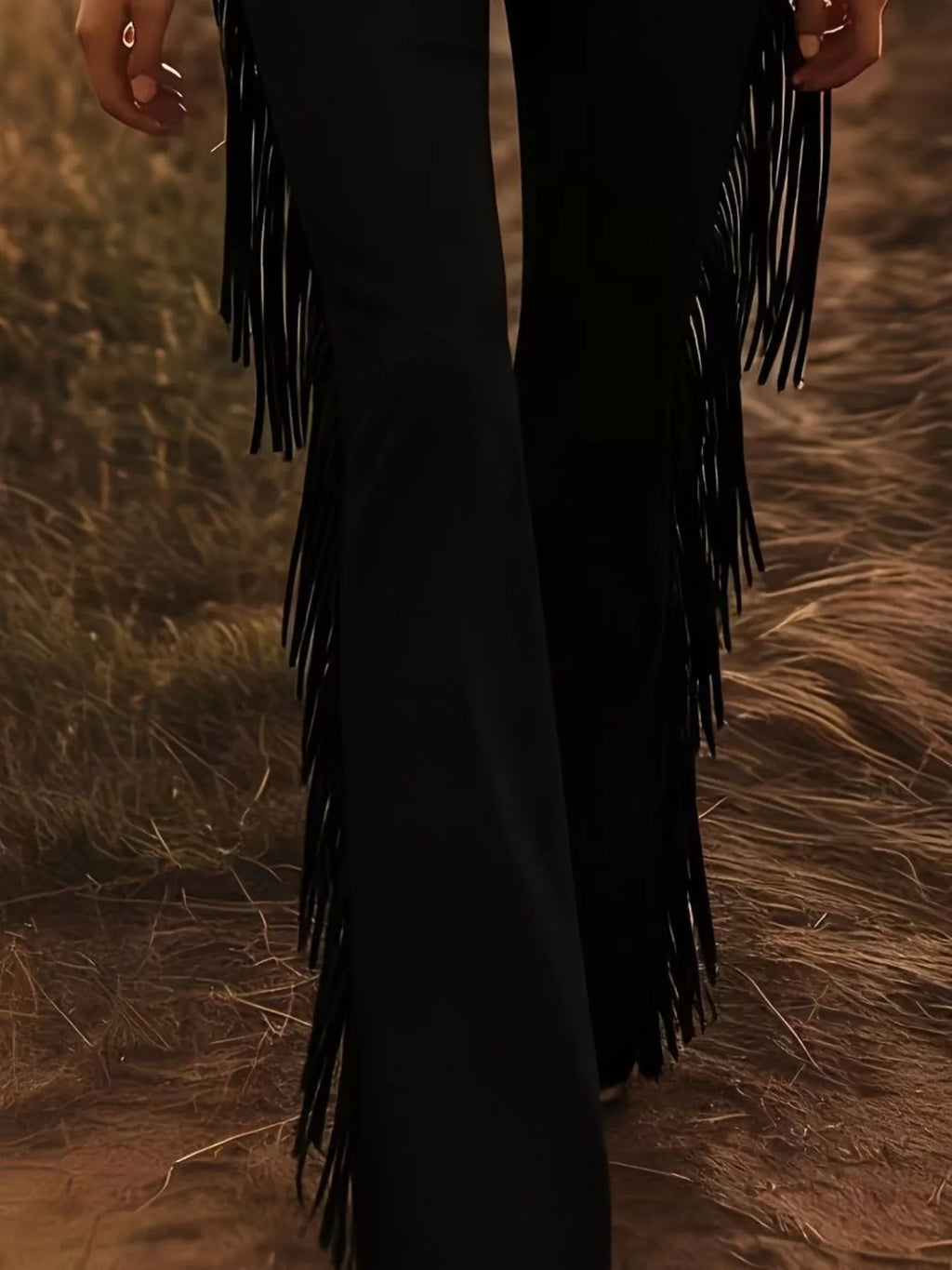 Fringe Trim Flare Pants (4)